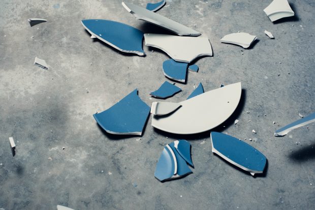 broken plate on floor